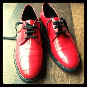 Casadei Red Flat Lace Up Shoes